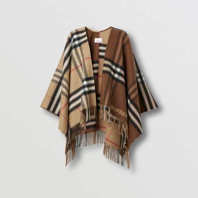 Burberry Charlotte Check-print Wool-blend Cape In Multicolor