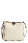 VALENTINO GARAVANI SMALL ROCKSTUD LEATHER HOBO - IVORY,MW2B0940WSH