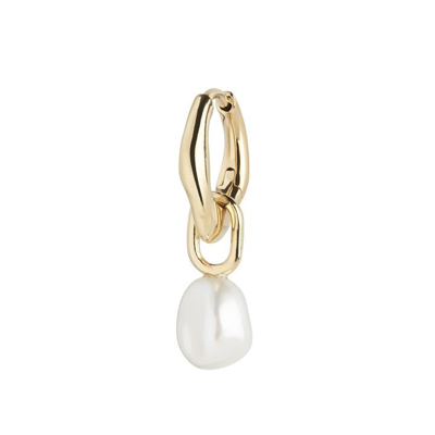 Maria Black Gold-plated Vento Pearl Huggie Earring