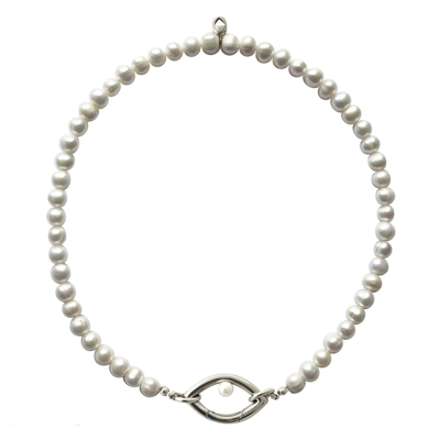 Capsule Eleven Eye Opener Pearl Necklace In Silver