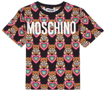 Moschino Kid-teen Kids' Branded Printed T-shirt Black Toy Heart