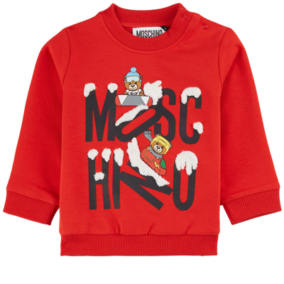 Moschino Kid-teen Branded Sweater Poppy Red