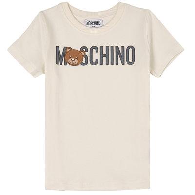 Moschino Kid-teen Kids' Branded T-shirt Cloud In Cream