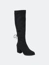 Journee Collection Leeda Womens Faux Suede Wide Calf Block Heel Boot In Black