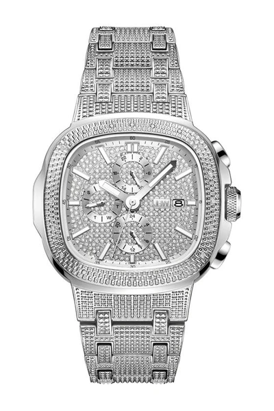 Jbw Men's Diamond (1/5 Ct. T.w.) Watch In Stainless-steel 48mm In Silver