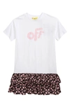 Off-white Kids' Logo Tiered Drop Waist T-shirt Dress In White Pink