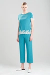 Natori Luxe Shangri-la Tencel™ Short Sleeve Pajamas Set Basics In Heather Vivid Teal