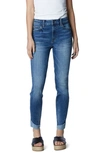 Hint Of Blu High Waist Frayed Ankle Skinny Jeans In Splash Blue Light