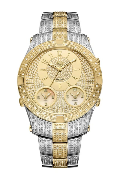 Jbw Men's Jet Setter Iii Diamond (1 Ct.t.w.) Stainless Steel Watch In Two Tone  / Gold / Gold Tone