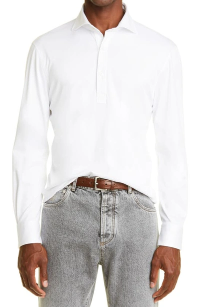 Brunello Cucinelli Cotton Long-sleeved Polo Shirt In White