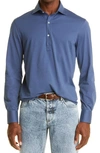 Brunello Cucinelli Long Sleeve Cotton Piqué Polo In Cloud