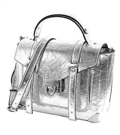 Pre-owned Michael Kors Bag Handbag Manhattan Md School Satchel Leather Silver