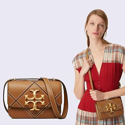 Pre-owned Tory Burch $748  Eleanor Cuoio Small Camera Shoulder Convertible Crossbody Bag