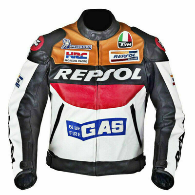 Pre-owned Style Mens H.o.n.d.a Respol Motorcycle Genuine Leather Biker Racing Jacket