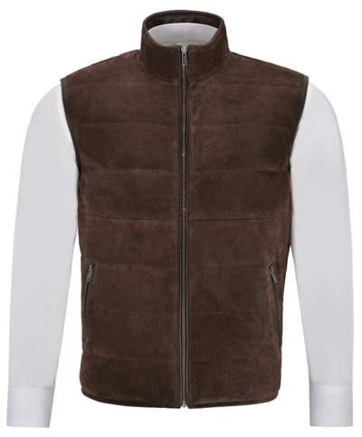 Pre-owned Noora Mens Quilted 100% Real Suede Leather Waistcoat Coat Slim Fit Fashion Gilet Waistcoat