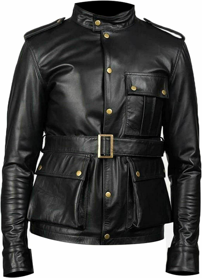 Pre-owned Noora Mens German Military Ww2 Jacket Parka Belted Coat Genuine Vintage Leather Outfit