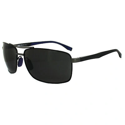 Pre-owned Hugo Boss Sunglasses 0697/p/s Aab 6c Black & Dark Ruthenium Grey Polarized