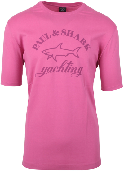 Pre-owned Paul & Shark Yachting Men's Short Sleeve T-shirt Crew Neck Size L Pink Cotton