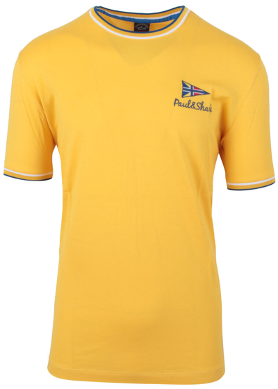 Pre-owned Paul & Shark Yachting Men's Short Sleeve T-shirt Crew Neck Size L Yellow Cotton