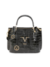 V Italia Women's Registered Trademark Of Versace 19.69 Croc Embossed Leather Satchel In Black