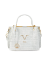 V Italia Women's Registered Trademark Of Versace 19.69 Croc Embossed Leather Satchel In White