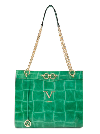 V Italia Women's Registered Trademark Of Versace 19.69 Leather & Chain Tote In Green