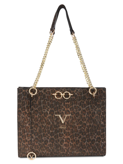 V Italia Women's Registered Trademark Of Versace 19.69 Leather & Chain Tote In Cheetah