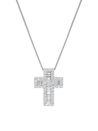 Saks Fifth Avenue Women's 14k White Gold & 0.65 Tcw Diamond Cross Pendant Necklace