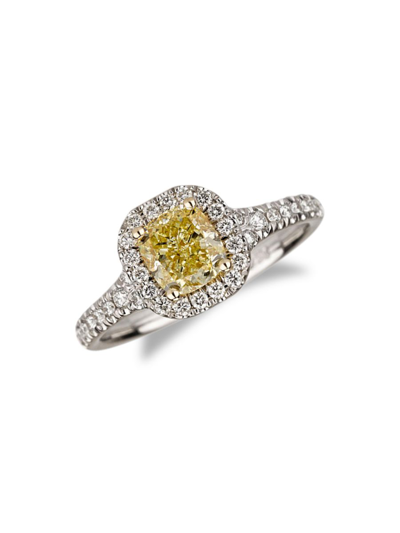 Saks Fifth Avenue Women's Natural Intense 18k White Gold & Natural Yellow Center Diamond Ring/size 7