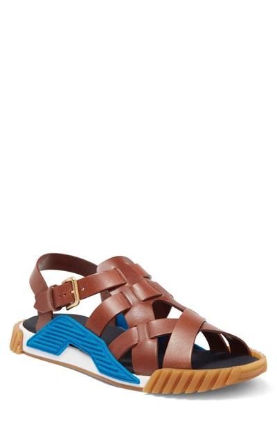 Dolce & Gabbana Platform Fashion Sandal In Brown/ Blue