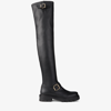 Jimmy Choo Biker Ii Buckled Leather Over-the-knee Boots In Schwarz