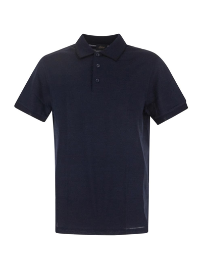 Brioni Navy Blue Polo Shirt In Midnight Blue