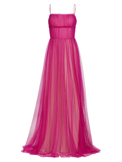 Vera Wang Bride Manuella Tulle Cape Back Gown In Fuchsia