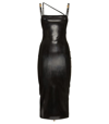Versace Latex Midi Dress W/ Crossed Straps In Black