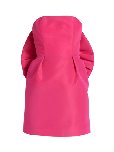 Alexia Maria Silk Faille Bow-back Minidress In Silk Faille Pink