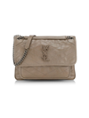 Saint Laurent Medium Niki Leather Shoulder Bag In Greyish Brown