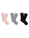 Ugg Leda Assorted 3-pack Sparkle Crew Socks In Ice Pink Black Metal Grey