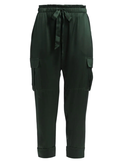 Cami Nyc Carmen Silk Charmeuse Cargo Pants In Hunter