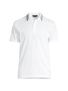 Versace Men's Silver Baroque, Fuchsia And Tawny Cotton Polo Shirt In Optical White