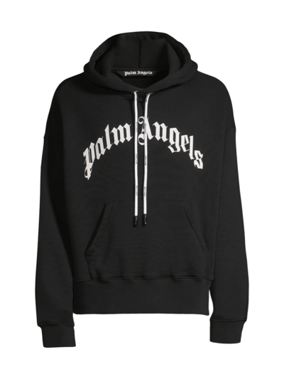 Palm Angels Logo-print Drawstring Hoodie In Black