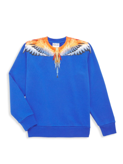 Marcelo Burlon County Of Milan Kids' Little Boy's & Boy's Icon Wings Crewneck Sweatshirt In Blue Orange