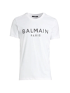 Balmain Men's Logo Cotton T-shirt In White Black