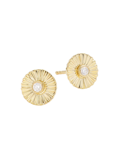 Saks Fifth Avenue Women's Stripe 14k Yellow Gold & 0.07 Tcw Diamond Stud Earrings