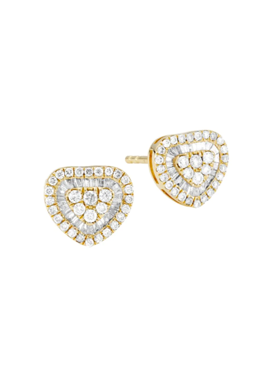 Saks Fifth Avenue Women's 14k Yellow Gold & 0.39 Tcw Diamond Heart Stud Earrings