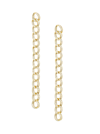 Saks Fifth Avenue Women's 14k Yellow Gold & 0.65 Tcw Diamond Cuban Drop Earrings