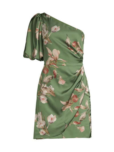 Sachin & Babi Amelia Floral One-shoulder Minidress In Green