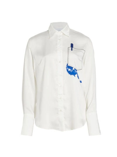 Az Factory + Thebe Magugu Printed Recycled Satin-twill Shirt In Whi White