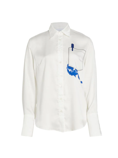 Az Factory + Thebe Magugu Printed Recycled Satin-twill Shirt In White