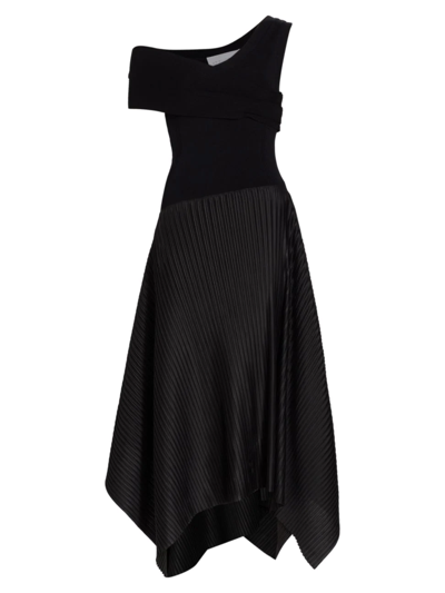 Az Factory One-shoulder Asymmetric Midi-dress In Black