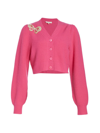 Loveshackfancy Larsa Bow Cropped Cardigan In Spotlight Pink